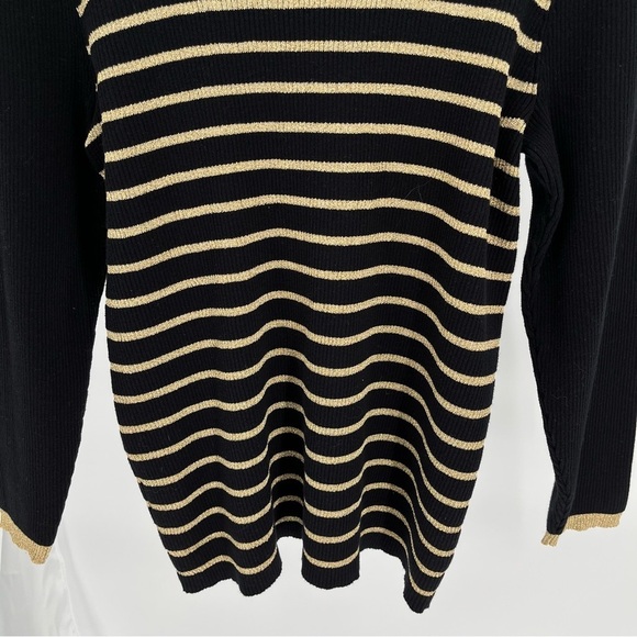 Lauren Ralph Lauren Womens Turtleneck Gold Metallic Striped Sweater Size XXL - Picture 8 of 11